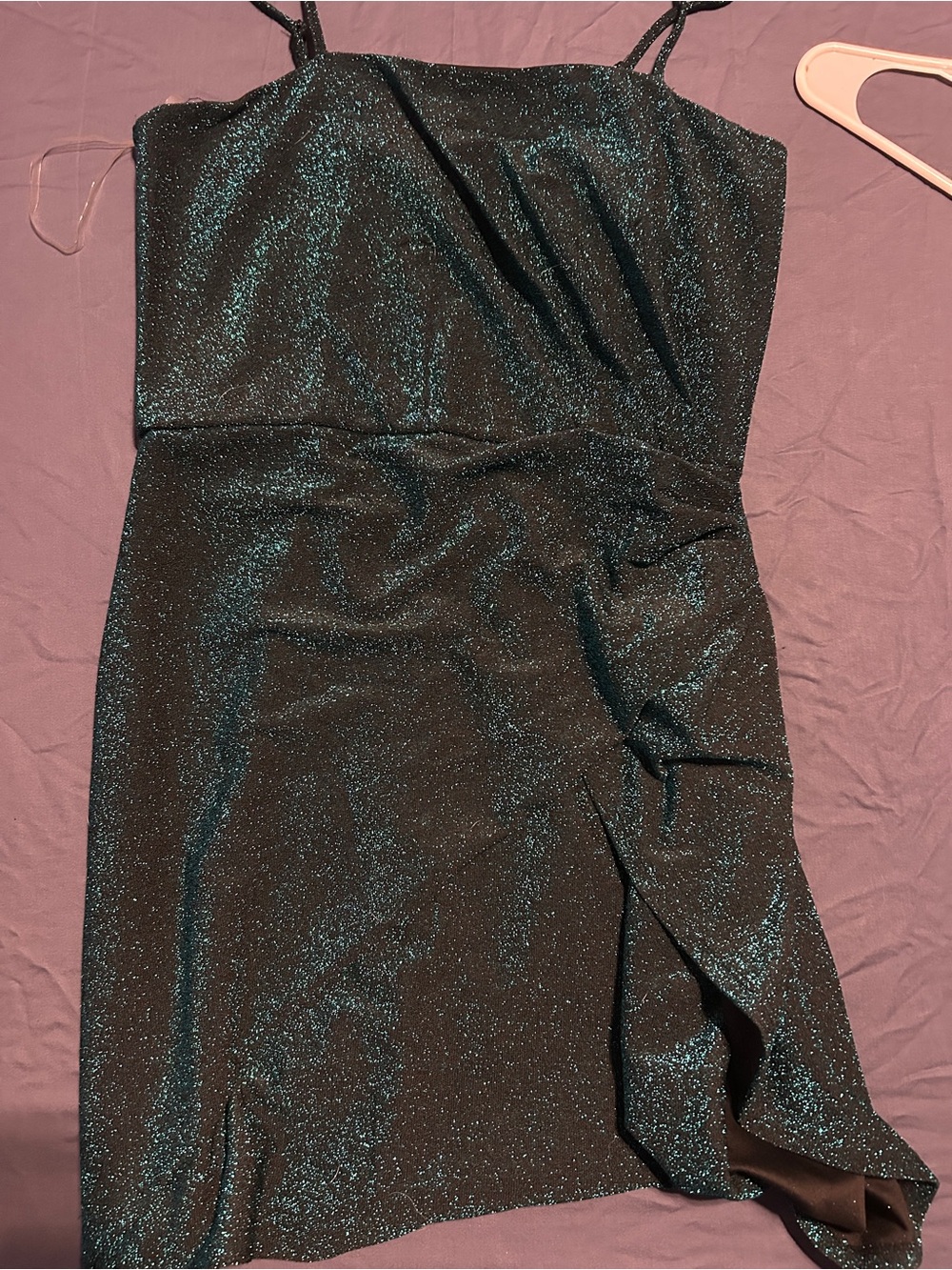 Francesca's Collections Black Dress with Teal Sparkle